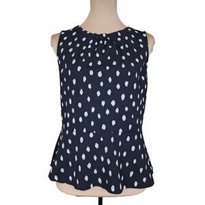 Banana Republic Small Black White Dotted Peplum Blouse
